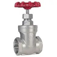 Metal gate valve with red handle
