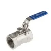 Stainless steel ball valve with blue handle