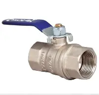 Metal ball valve with blue lever handle
