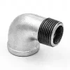 Galvanised steel 90-degree threaded elbow fitting