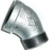 Galvanised metal pipe elbow with threaded end