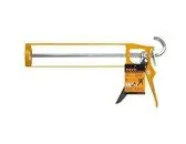 Yellow caulking gun with sealant cartridge