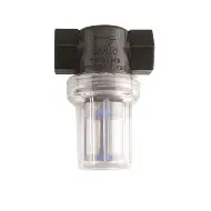 Small inline water filter with clear housing