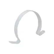 Grey U-shaped metal bracket on white background