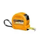 Yellow retractable tape measure on white background