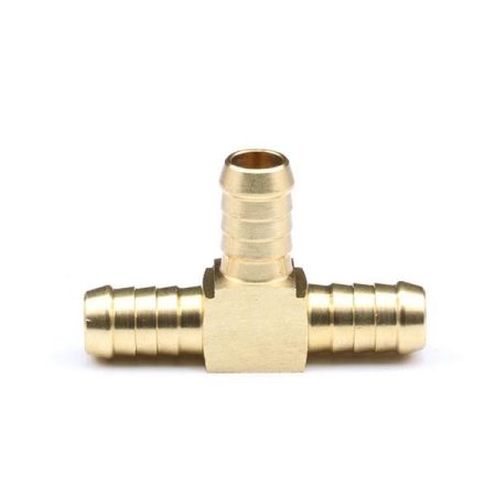Brass hose barb tee connector fitting