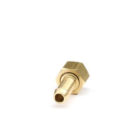Brass hose barb fitting with hex nut