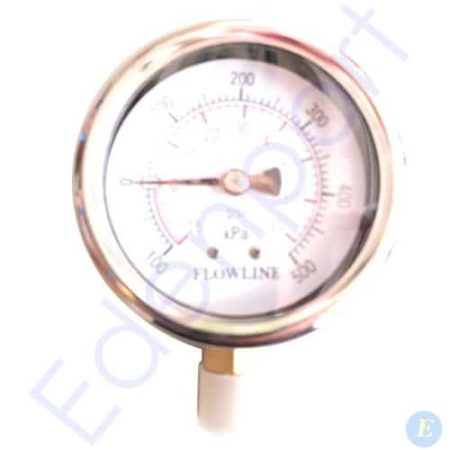 Round pressure gauge with needle indicator