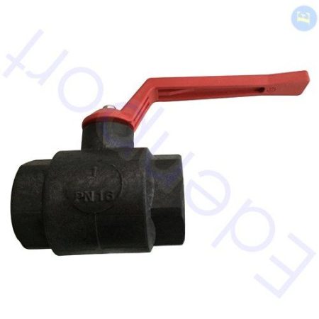 Black ball valve with red lever handle