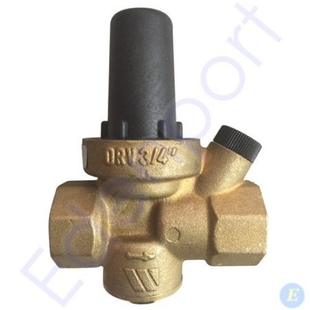 Brass pressure reducing valve with black adjustment cap