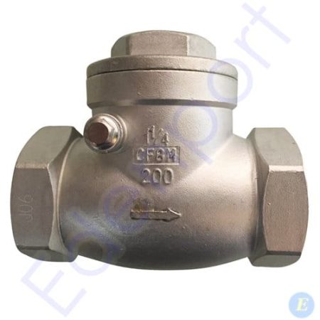 Stainless steel threaded check valve with flow arrow