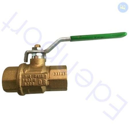 Brass ball valve with green lever handle