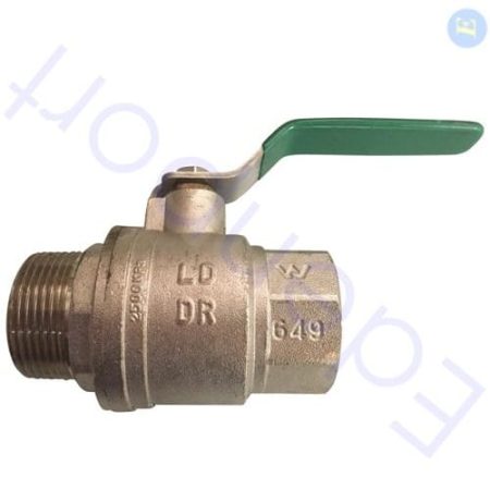 Brass ball valve with green lever handle