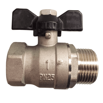 Brass ball valve with black butterfly handle