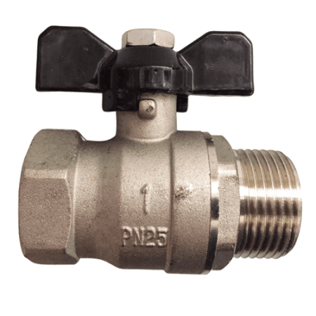 Brass ball valve with black butterfly handle