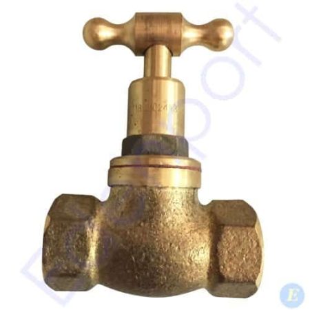 Brass stop valve isolated on white background