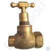 Brass water shut-off valve on white background