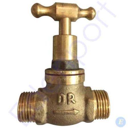 Brass gate valve with threaded pipe connections