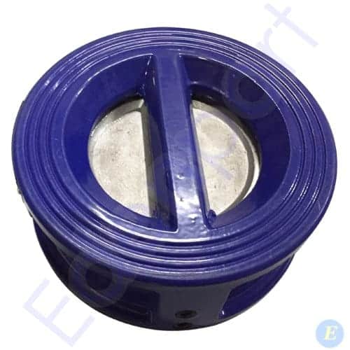 Blue industrial check valve with metal disc