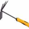 Hand garden hoe and cultivator with yellow handle