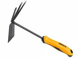Hand garden hoe and cultivator with yellow handle
