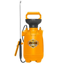 Yellow INGCO backpack garden sprayer with spray wand