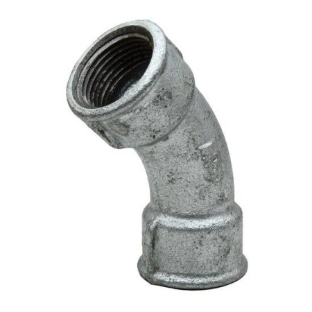 Galvanised threaded 45-degree pipe elbow fitting