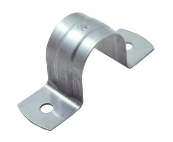 Metal pipe saddle clamp bracket with screw holes