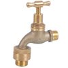Brass outdoor garden tap on white background