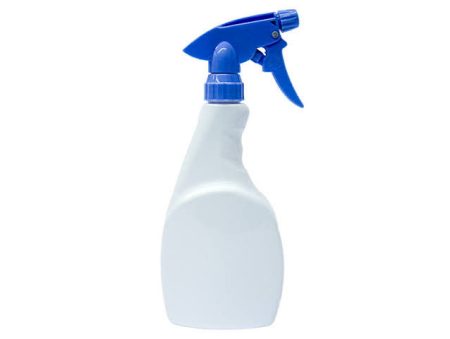 White spray bottle with blue trigger nozzle