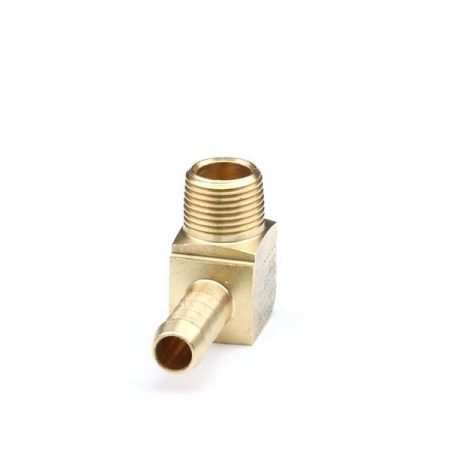 Brass right-angle hose barb threaded fitting