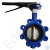 Blue industrial butterfly valve with lever handle