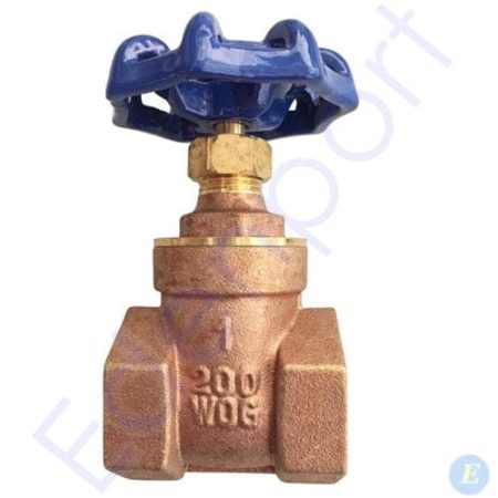 Brass gate valve with blue handwheel