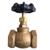 Brass gate valve with blue handwheel