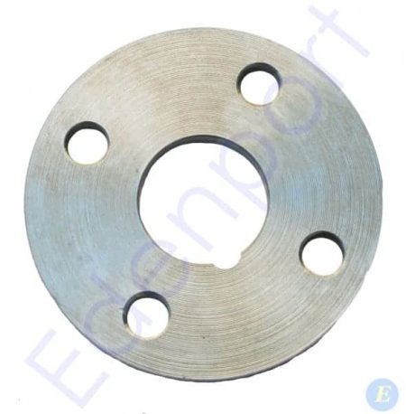 Round metal flange with central and bolt holes