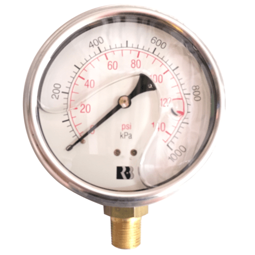 Close-up of pressure gauge with psi scale